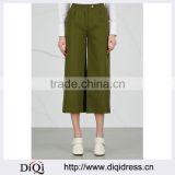 Wholesale Women Apparel Zipped Sides Back-patch-pockets Olive Cotton Twill Culottes(DQE0379P)