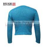 100% Acrylic Vcrew Neck Blue Woman Knited Sweater thumbnail-2