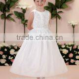 White Satin Round Neck Flower Baby Gown Girls Dress thumbnail-1