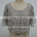 Ladies Cotton Crochet Knitted Mantle Scarf With Tassels thumbnail-1