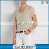 New Design v Neck Two Tone Raglan T-shirt Oem thumbnail-1