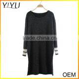 Winter Black and Blue Long Sleeve Crewneck Knitted Pullover Women Loose Sweaters thumbnail-1
