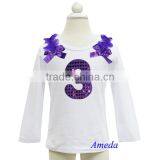Girls Bling Purple 1st - 6th Birthday White Long Sleeves Tee thumbnail-3