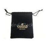 Black Velvet Drawstring Bag With Hot Stamped Logo 80 * 120mm thumbnail-1