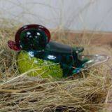 Hot Selling Handcraft Green with Spot Pattern Glass Bird for table ornameent