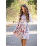 B40989A Fashion Print Flowers Dress Women Long Sleeve Crewneck Dress thumbnail-5