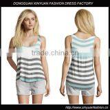 Wholesale Button Front Jersey Knit Girls Sleeveless Striped Tank Top thumbnail-1