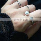 4PCS/Set Gold Plated Minimalist Pearl Diamond Mix Design For Women Knuckle Ring Set thumbnail-3