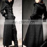 Gothic Long Coat With a Hood Trimmed With Natural Rabbit Fur thumbnail-6