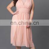 T-D094 New Arrival Pleated Solid Color Plus Size Stylish Fat Women Dress thumbnail-5