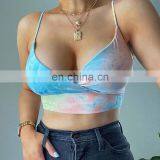 Summer Female Sleeveless Festival Tie Dye Print String Sexy Short Tank Tops Crop Tops Vest Short Streetwear thumbnail-5