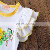 Baby Infant Clothing Set Kids Summer Clothes Deer Cow Ruffles Tops T-shirt Sunflower Tassel Shorts Toddler Outfit thumbnail-4