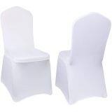 White Flat Front Stretch Spandex Banquet Chair Cover for Wedding Party Dining Banquet Event thumbnail-1