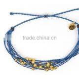 Hot New Many Layers Red Wax Cord Knot Bracelet With Copper Beads for Luck Girl thumbnail-4