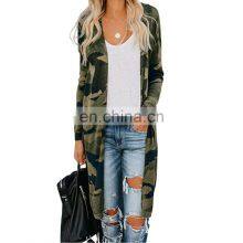 2021 New Style Winter, Women Long Sleeve Green Camo Print Cardigans/ thumbnail-3
