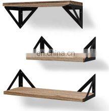 Metal Shelf Rustic Wood Home Decoration Floating Shelves Set Wall Mounted Shelves thumbnail-4