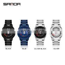 SANDA P1060 Fancy Cool Watch for Men Quartz Unique Dial Style Leather Mens Modern Watch thumbnail-2