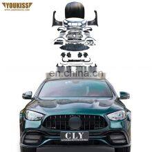 New Style Car Bumpers For 2021 Benz E Class W213 Upgrade E63S AMG Wide Body Kits With Grille Hood Fender Rear Diffuser With Tips thumbnail-1