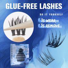 DIY Full Strip Eyelashes Individual Cluster Self-Adhesive Press Lashes No Glue Required Light Blue D-02 thumbnail-2