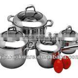 12pcs 18/8 Stainless Steel Cookware Sets / Conical Apple Shape / Hollow Handle With Silicon