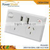 Hot Sales Type I Australia/New Zealand Dual USB Wall Power Plugs 250V 10A With SAA thumbnail-2