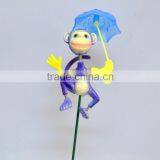 4 Inch Decorative Monkey With Umbrella Outdoor Yard Plastic Garden Animals Sticks thumbnail-3