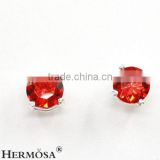 Party Ocassion Alluring 925 Sterling Silver Tiny Round Red Garnet Girls Stud Earrings
