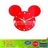Acrylic wall clock for home decoration with red color