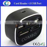 3 Ports Hub Usb With Card Readers - Customized Led Logo for Gifts thumbnail-3