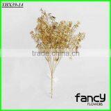 7 Heads Gold Powder Plastic Orchid Grass Plant Decoration
