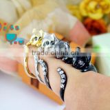 Hot sale!! Women Cat Ring Crystals Adjustable Free Size Wrap Ring Kitten Gold Silver Chrome Silver gift wedding ring