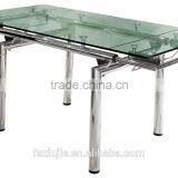 L808A-1 Modern Rectangular Extendable Clear Glass Dining Tables and Chairs