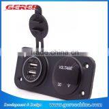 2.0A/1.0A Dual USB Port Car Charger Socket Outlet 12V LED Digital USB Voltmeter Waterproof Design thumbnail-2