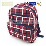 Red grid backpack school backpack picnic backpack