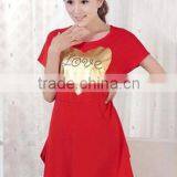 korean design fashionable maternity dress, pregnant women dress printed with lovely heart shape