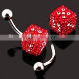 Fashion Red Crystal Dice Navel Ring Jewelry in 316l Stainless Steel
