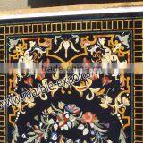 Marble Inlay Dining Table Top Pietra Dura Black Marble Table Top thumbnail-2