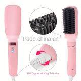 Factory Wholesale Anion LCD Electric Brush That Straightens Hair thumbnail-5