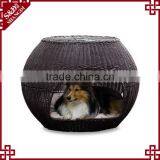 High Quality Dark Brown PE Wicker Woven Large Dog House for Sale thumbnail-1