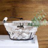 Vintage Metal Chicken Wire Storage Basket With Removable Fabric Liner thumbnail-2