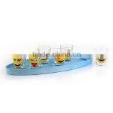 2016 Cute Emoji Shot Glass With Wooden Tray thumbnail-2