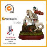 Polyresin Knight Resin Statue Kill Demon With Wooden Base thumbnail-1