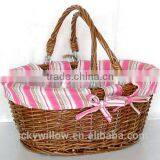 Popular Handmade Wicker Basket Chest With Gingham Liner thumbnail-1