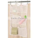 Transparent Hanging Mesh Shower Caddy Bath Organizer With 6 Clear Storage Pockets thumbnail-1