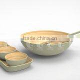 Set Handmade Bamboo Salad Bowls and Spoons, Lacquered Bamboo Products thumbnail-6