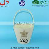 Fabric Planter With Handle and Linen Cover, Felt Basket for Flowers thumbnail-1