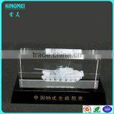 Customized 3d Crystal Gift Tank Model With Base K9 Crystal Engraving Laser Carved Blank thumbnail-3