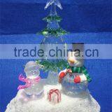 Acrylic LED Artificial Christmas Green Tree With Snowman thumbnail-2