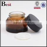 30g Hot Products Amber Glass Cosmetic Jar Oblique Shoulder Cosmetic Glass Jar With Black Cap China Suppliers thumbnail-3