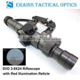 Military Standard Riflescope with SVD 3-9x24 Red Illuminated Reticle Rifle Scope